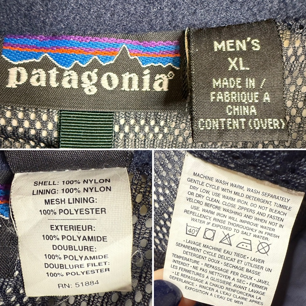 Patagonia Men’s XL Nylon Shell Jacket Olive Green Waterproof Hooded Windbreaker - Picture 8 of 14